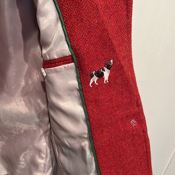 L.L.Bean Orange Herringbone Shetland Wool Tweed Blazer Jacket. 12 Petite - Picture 3 of 10